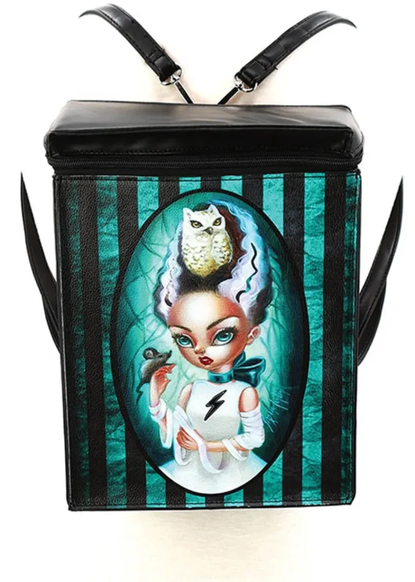 Succubus Bags Bride of Frankenstein Striped Backpack Black
