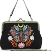 Succubus Bags Moon Moth Kiss Lock Handbag Black
