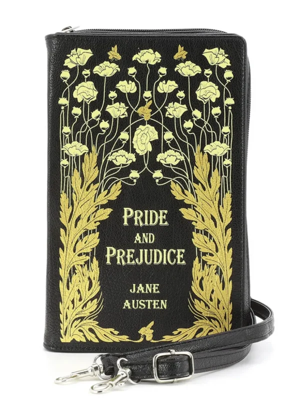 Succubus Bags Pride and Prejudice Floral Book Bag Black