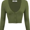 Succubus Clothing Retro Cropped 50's Cardigan Olijf Green