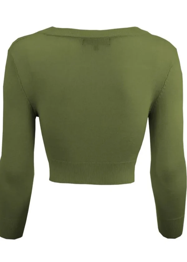 Succubus Clothing Retro Cropped 50's Cardigan Olijf Green