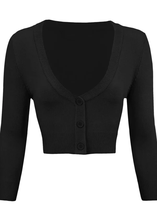 Succubus Clothing Retro Short 50's Cardigan Black