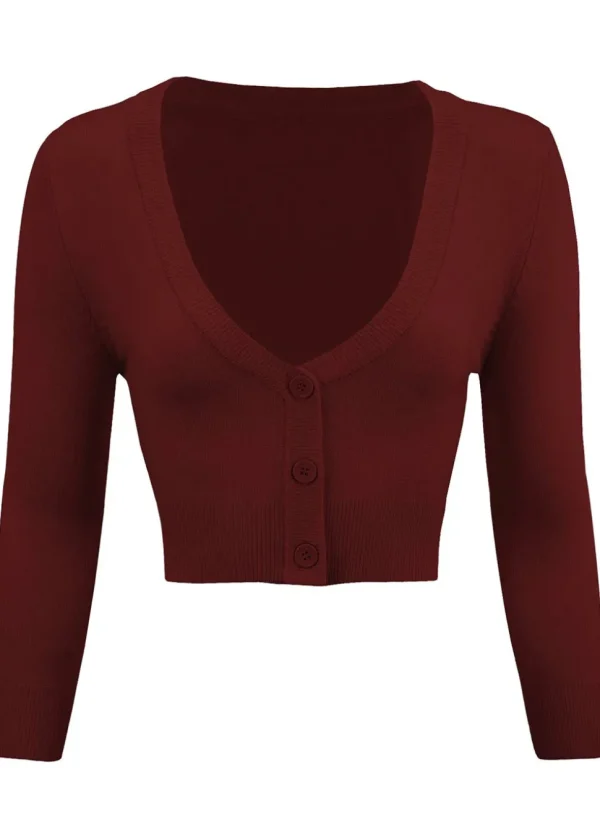Succubus Clothing Retro Short 50's Cardigan Burgundy