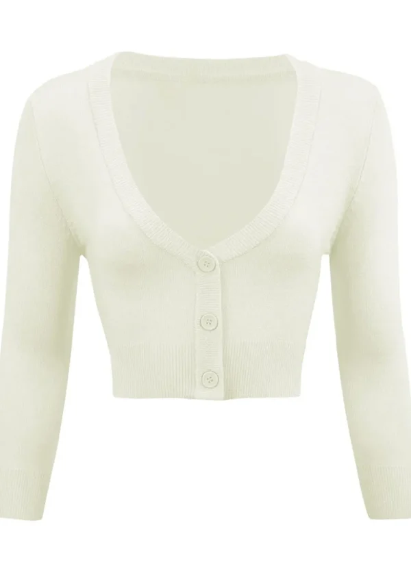 Succubus Clothing Retro Short 50's Cardigan Ivory