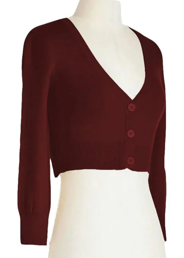 Succubus Clothing Retro Short 50's Cardigan Burgundy