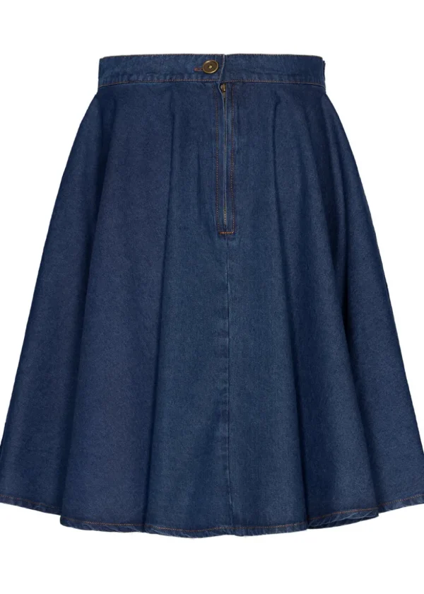 Succubus Clothing Suzy Denim 50's Swing Skirt Navy