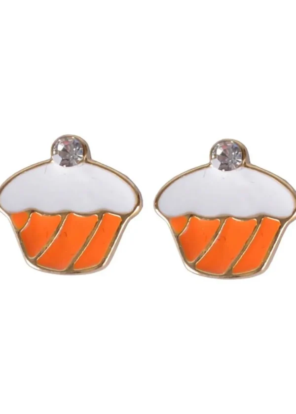 Succubus Crystal Cupcake Earrings Orange