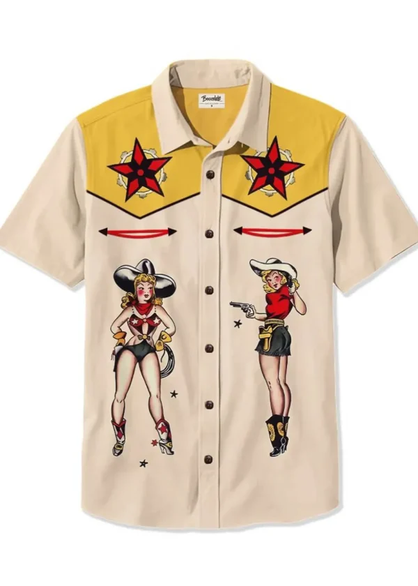 Succubus Gents Star Cowgirl Shirt Beige Yellow
