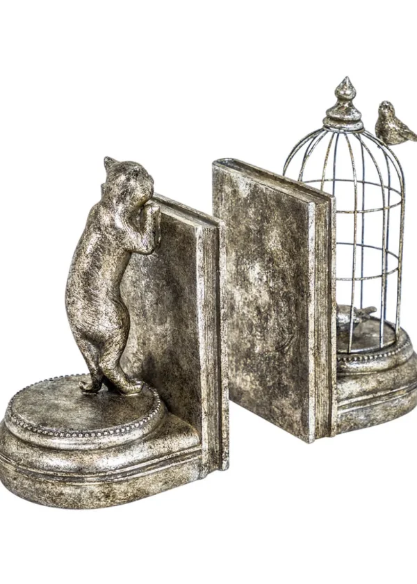Succubus Home Curious Cat Set Bookends Antique Silver