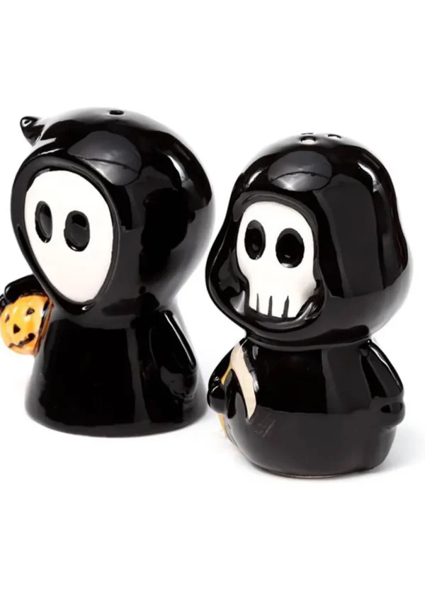 Succubus Home Grim Reaper & Ghost Boy Salt & Pepper Shaker In Black