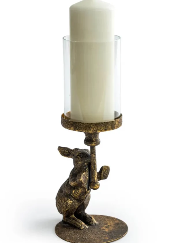 Succubus Home Rabbit Candle Holder Antique Gold