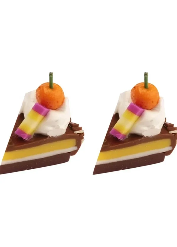Succubus Jewels Cake Slice Stud Earrings Brown