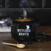 Succubus Witches Broth Cauldron Soup Bowl with Spoon Black