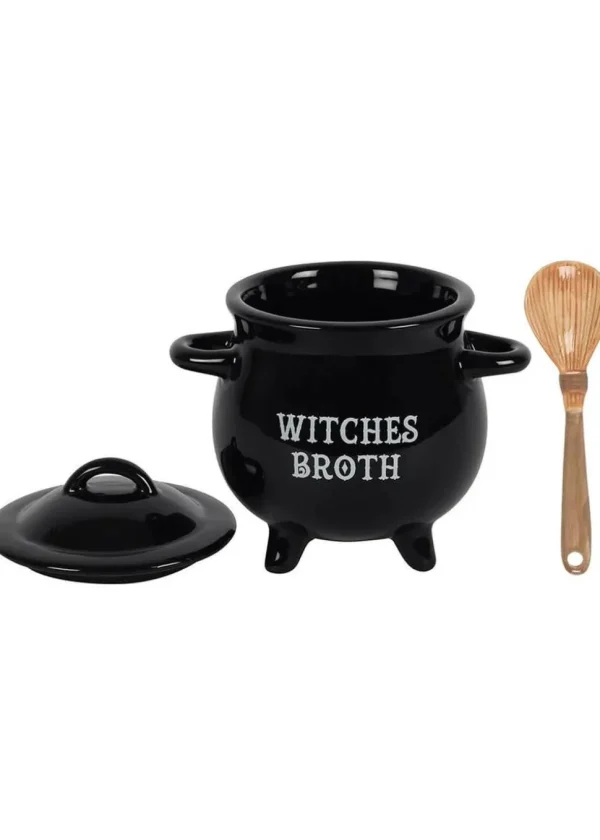 Succubus Witches Broth Cauldron Soup Bowl with Spoon Black