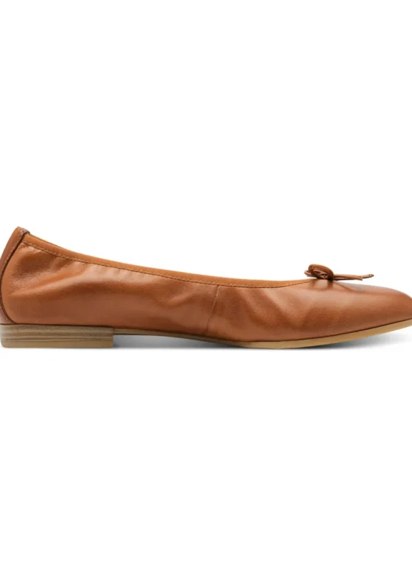 Tamaris Audrey Leather Ballerinas Chestnut