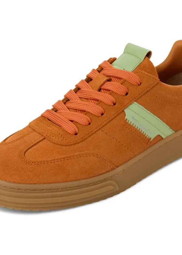 Tamaris Brenna Leather 70's Sneakers in Orange
