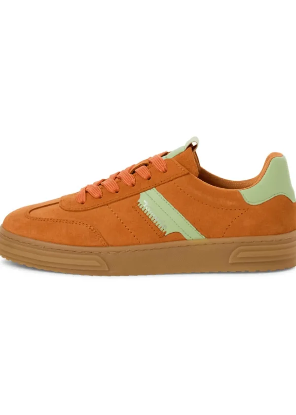 Tamaris Brenna Leather 70's Sneakers in Orange