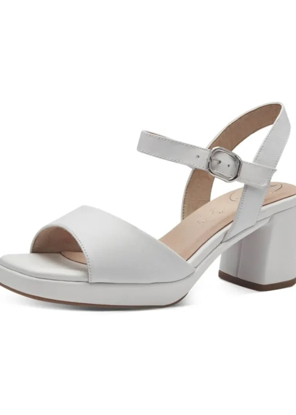 Tamaris Comfort Alexis Leather 60's Sandals Pumps White