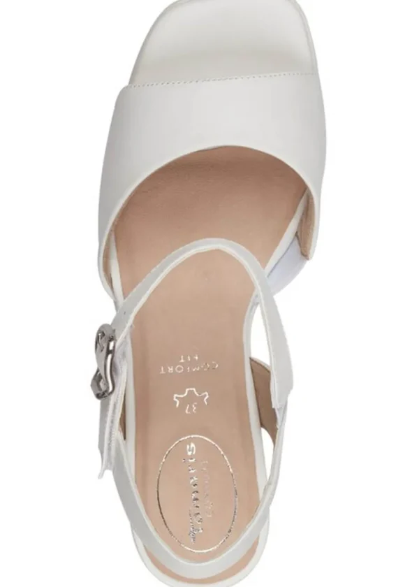 Tamaris Comfort Alexis Leather 60's Sandals Pumps White