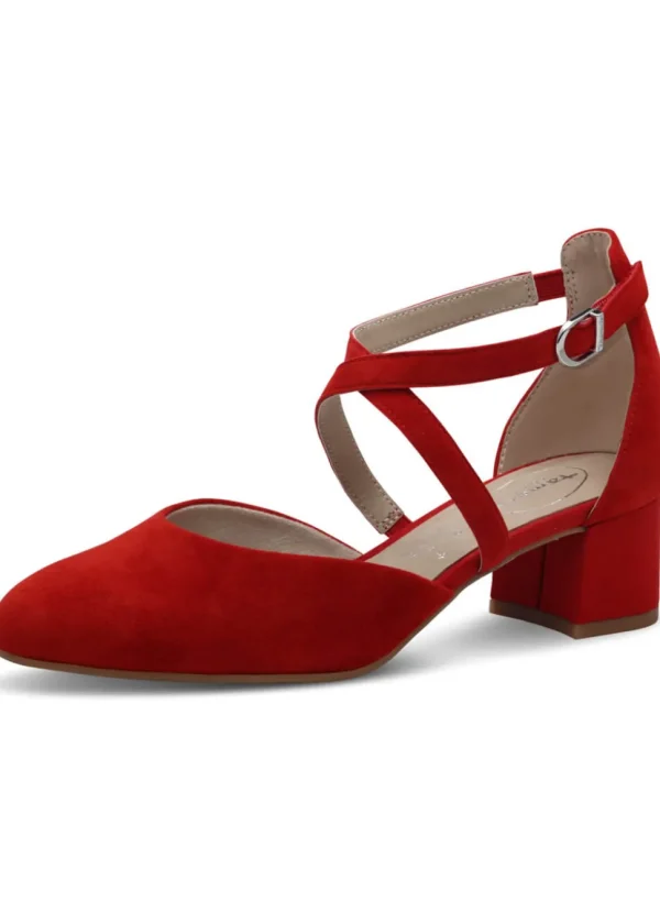 Tamaris Comfort Annabelle Suede Leather Pumps Red