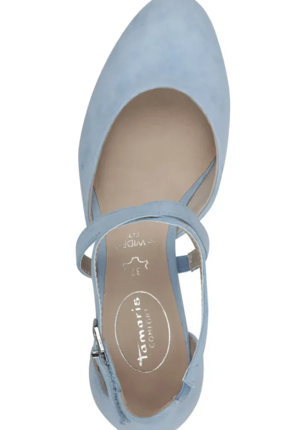 Tamaris Comfort Annabelle Suede Leather Pumps Light Blue
