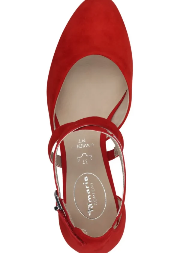 Tamaris Comfort Annabelle Suede Leather Pumps Red