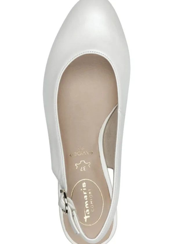 Tamaris Comfort Zara Leather Slingback Pumps Pearlized