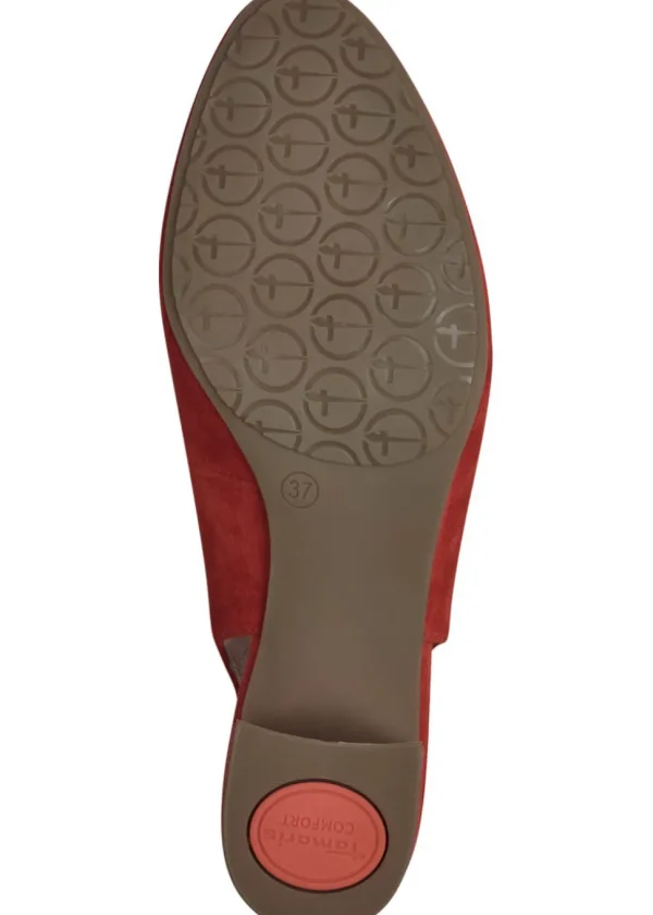 Tamaris Comfort Zara Suede Leather Slingback Pumps Red