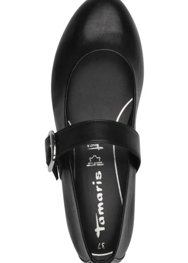 Tamaris Glinda Leren Ballerinas Black