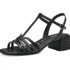 Tamaris Jane Leather 60's Sandals Pumps Black