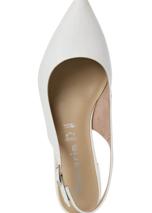 Tamaris Kaylee Slingback Leather Pumps White