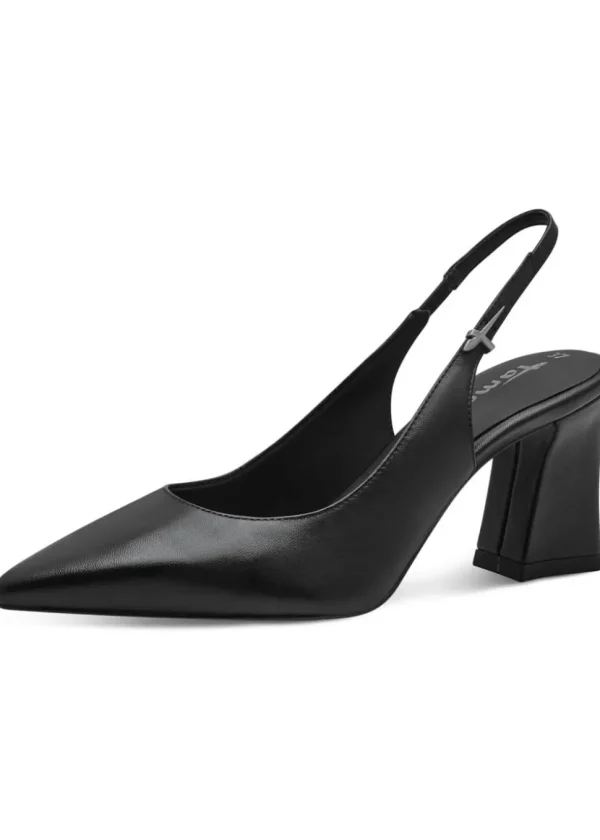 Tamaris Miranda Leather 60's Slingback Pumps Black