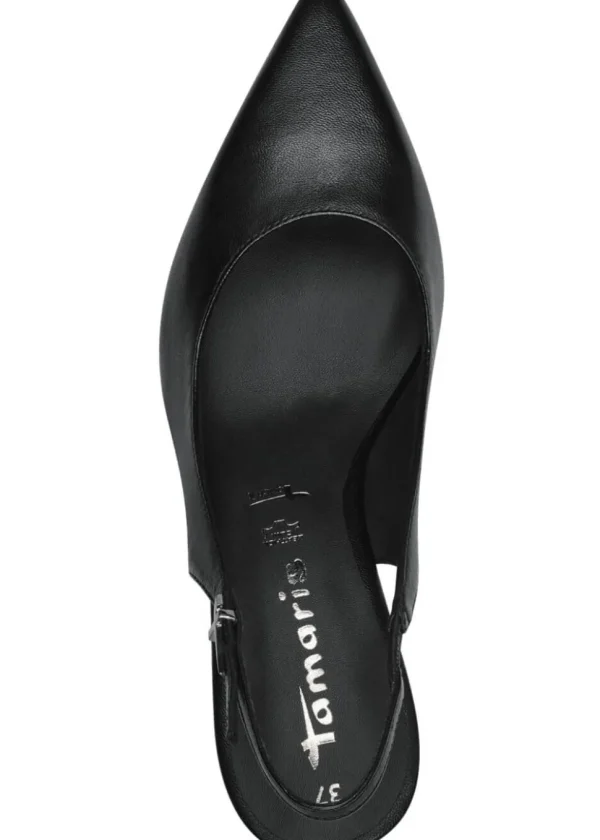 Tamaris Miranda Leather 60's Slingback Pumps Black