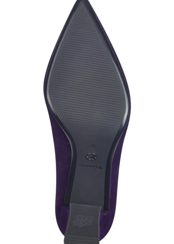 Tamaris Tess Suede Leather 80's Pumps Purple