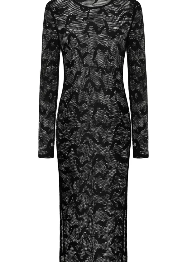 Third Identity Batcave Mesh Midi Dress Black