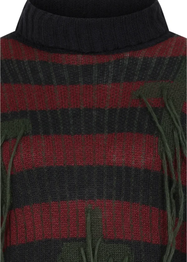 Third Identity Cross My Heart Stripes Sweater Burgundy Navy