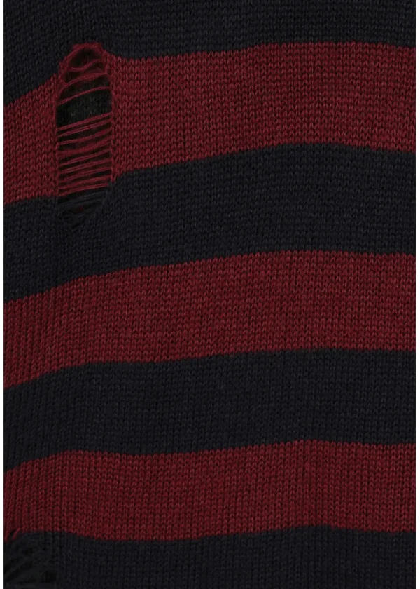 Third Identity Cross My Heart Stripes Sweater Burgundy Navy