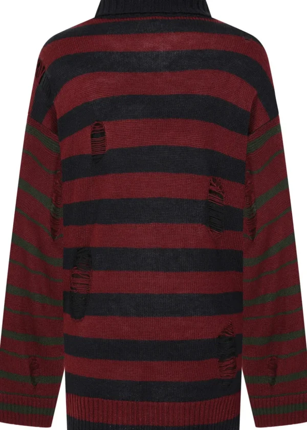 Third Identity Cross My Heart Stripes Sweater Burgundy Navy