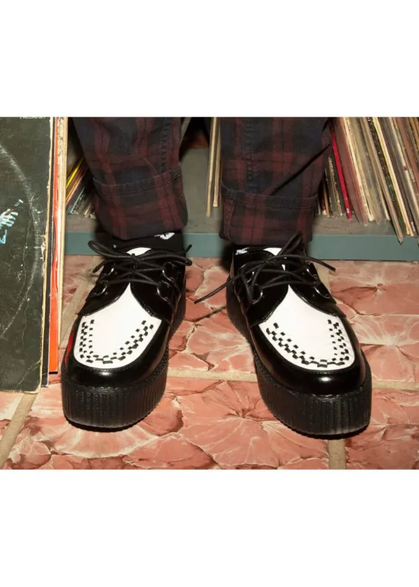 T.U.K Viva Hi Sole Leather Creepers Black White