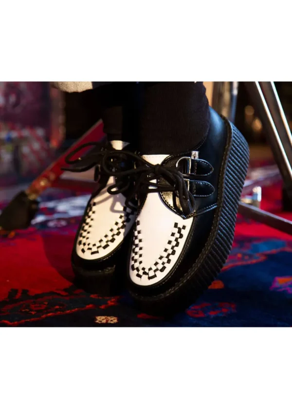 T.U.K Viva Hi Sole Leather Creepers Black White