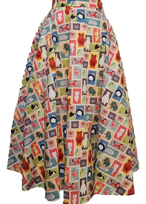 Tulip B Animal Stamps 50's Swing Skirt Multi