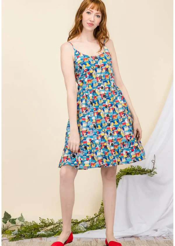 Tulip B Can Can Cats 50's Swing Dress Blue