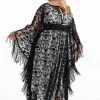 Unique Vintage Baroque Skulls Kaftan Black