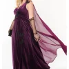 Unique Vintage Bats Cape Maxi Dress Purple