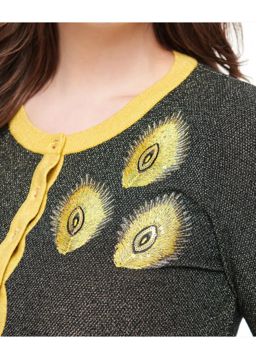 Unique Vintage Bookworm Peacock 40's Cardigan Black Gold