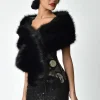 Unique Vintage Faux Fur Stola Black