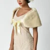 Unique Vintage Faux Fur Shrug Ivory