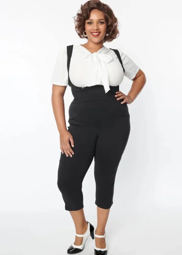 Unique Vintage Gina Pinafore 50's Capri Trousers Black