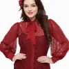 Unique Vintage Gwen Lace 40's Blouse Burgundy Red