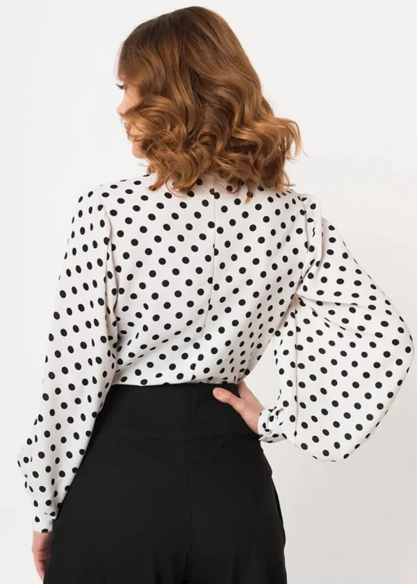 Unique Vintage Gwen Polka Dot 40's Blouse White Black